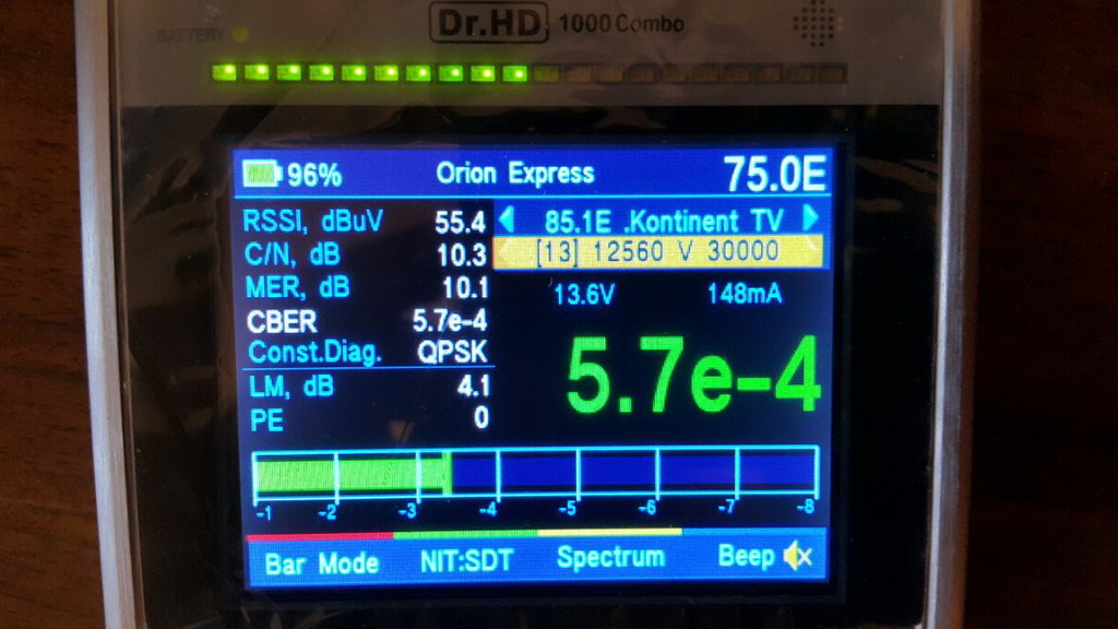 Настройка Телекарты на Dr.HD 1000 Combo, шкала CBER