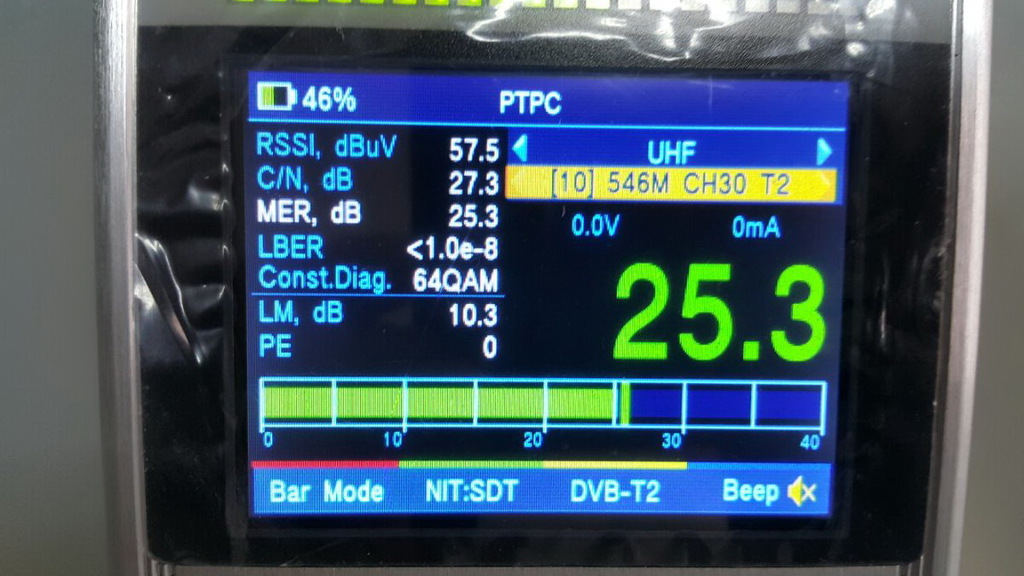 Настройка эфирки на Dr.HD 1000 Combo, шкала MER