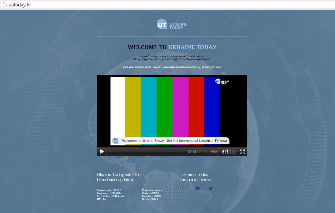 Сайт  Ukraine Today при старте канала.