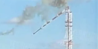 В результате удара ракетой от Харьковской телевышки отломилась верхняя треть